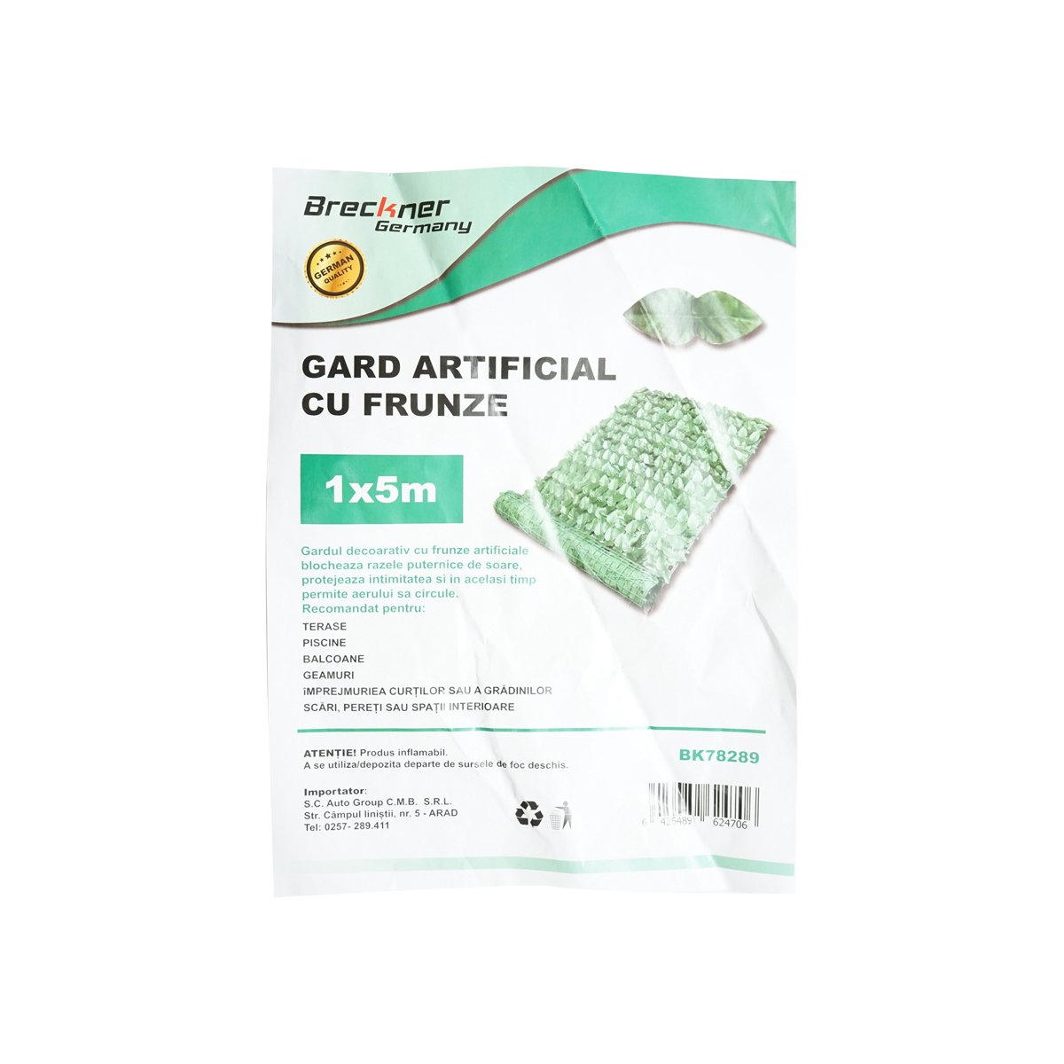 Gard viu artificial cu frunze verzi latime 1M si lungime 5M